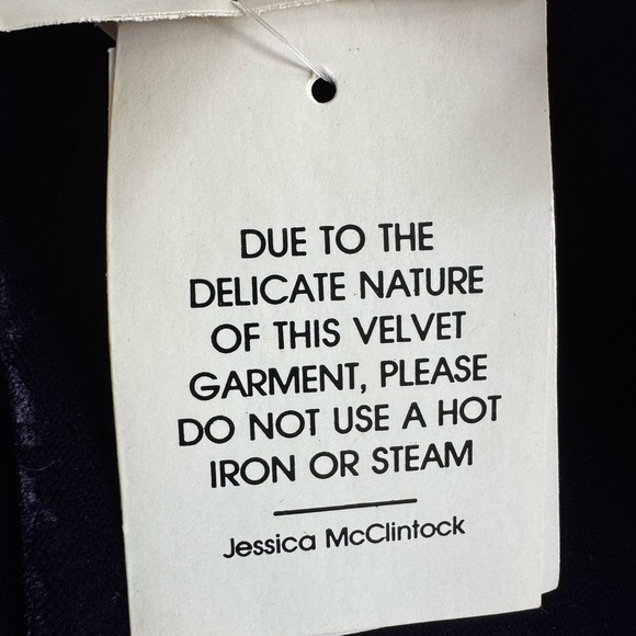 Jessica McClintock Navy Velvet Gold Sequins Long Sleeve Vintage Dress Size 14 - Picture 5 of 7